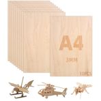 Ihlamur kontrplak 3 mm, 10'lu paket A4 30 x 21 cm - DIY ahşap işleri, model yapımı, dekorasyon ve tablo için lazer işleme