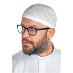 İhvan Gold Lüks Dantel Örme Namaz Takkesi Beyaz 1 Adet