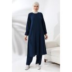 İhvan Kadın Hac ve Umre Kıyafeti Tesettür Ikili Takım Lacivert - 6XL