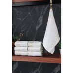 İhvan Online % 100 Pamuklu Kadife Güpürlü İnci Işlemeli 6 lı Çeyizlik El Yüz Havlu Seti - 30x50 cm - 04466 - Beyaz