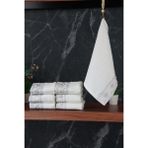 İhvan Online % 100 Pamuklu Kadife Güpürlü Inci Işlemeli 6 Lı Çeyizlik El Yüz Havlu Seti - 30X50 cm - 04466 - Gri - 30 × 50 cm