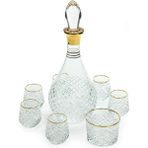 İhvan Online 8 Parça Altın Işlemeli Kristal Kesim Zemzem Takımı - 2 lt - Şeffaf