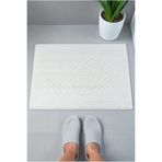 ihvan online Ayak İzi Desenli 2li Ayak Havlusu - 50x70 cm - Su Emici Banyo Paspası Seti - Beyaz