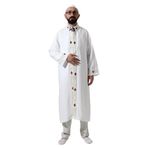 İhvan Online Beyaz Erkek Namaz Elbisesi Desen İşlemeli Hakim Yaka İmam Cübbesi Beyaz 3