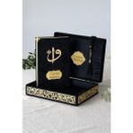 İhvan Online Canım Babam - Babalar Günü Hediyesi - Elif Vav Pleksi Süslemeli Hediyelik Kadife Kaplı Kutulu Kuranı Kerim - Siyah