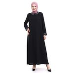 İhvan online Derin Store Yaka ve Kol Taşlı Tesettür Ferace 23300-23 Siyah Siyah 56
