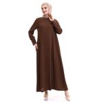 İhvan online Derin Store Yaka ve Kol Taşlı Tesettür Ferace 23300-23 Toprak Kahverengi 58