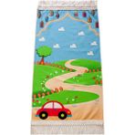 İhvan Online Dijital Baskılı Çocuk Seccadesi Arabalı - Açık Mavi - 45 x 80 cm