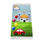 ihvan online Dijital Baskılı Çocuk Seccadesi - Arabalı Camili - 44 X 78 Cm