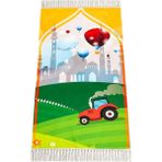 İhvan Online Dijital Baskılı Çocuk Seccadesi - Balonlu Camili - 44 x 78 cm - 44 x 75 cm - Yeşil