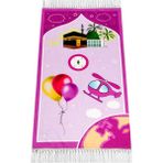 İhvan Online Dijital Baskılı Çocuk Seccadesi - Balonlu Kabeli Pembe Renk - 44 x 78 cm - 44 x 75 cm - Eflatun