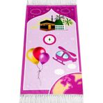 İhvan Online Dijital Baskılı Çocuk Seccadesi - Balonlu Kabeli Pembe Renk - 44 X 78 cm