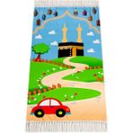 İhvan Online Dijital Baskılı Çocuk Seccadesi - Kabeli Arabalı - 44 x 78 cm - 44 x 75 cm - Renkli