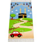 İhvan Online Dijital Baskılı Çocuk Seccadesi - Kabeli Arabalı - 44 X 78 cm