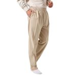 İhvan Online Erkek Bej Rahat Kesim Beli Lastikli Keten Hac ve Umre Şalvar Pantolon Bej 3XL