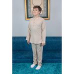 İhvan Online Erkek Çocuk Hac Umre Yarım Patlı Gömlek Pantolon Takım - Bej (Krk) - 5 - 6 Yaş