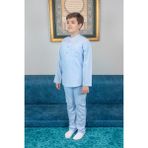 İhvan Online Erkek Çocuk Hac Umre Yarım Patlı Gömlek Pantolon Takım - Mavi (Krk) - 5 - 6 Yaş