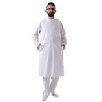 İhvan Online Erkek Hac ve Umre Kıyafeti İkili Alt Üst Afgan Takım Beyaz Beyaz 3XL