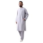 İhvan Online Erkek Hac ve Umre Kıyafeti İkili Alt Üst Afgan Takım Gri Gri M