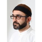 ihvan online Erkek İki Renkli Keçe Yün Derviş Takke - Kahverengi Siyah