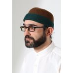 İhvan Online Erkek Iki Renkli Keçe Yün Derviş Takke - Yeşil Kahverengi - Kahverengi - Yeşil - Standart