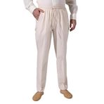 İhvan Online Erkek Krem Çınar Beach Yandan Cepli Rahat Kesim Beli Lastikli Kargo Şalvar Pantolon Krem 3XL