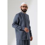 İhvan Online Erkek Müslin Hakim Yaka Uzun Kollu Düğmeli Gömlek, Hac Umre Kıyafeti -Füme (Ans) - 3XL