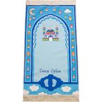 ihvan online İsme Özel Nakışlı Ramazan Temalı Çocuk Seccadesi Mavi