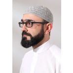 ihvan online Kabartma Desen Örgülü Platinum Namaz Takkesi Gri