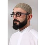 ihvan online Kabartma Desen Örgülü Platinum Namaz Takkesi Kahverengi