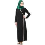 ihvan online Kadın Biyeli Kruvaze Yaka Pamuklu Viskon Yandan Bağlamalı Namaz Elbisesi Siyah