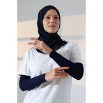 ihvan online Kadın Düz Dikişsiz Pratik Likralı Tesettür Kolluk Penye Namaz Kolluğu - Lacivert