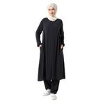 İhvan Online Kadın Hac ve Umre Kıyafeti Tesettür İkili Takım Siyah Siyah 3XL