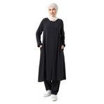 İhvan Online Kadın Hac ve Umre Kıyafeti Tesettür İkili Takım Siyah Siyah 4XL