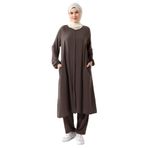 İhvan Online Kadın Hac Ve Umre Kıyafeti Tesettür Ikili Takım Sütlü Kahve Sütlü Kahve Xl XL