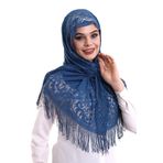 ihvan online, Kadınlar için Hafif Şal, Başörtüsü Başörtüsü, Yumuşak Pamuklu Tül Şal, Baş Örtüsü Şapel Peçe Dantel Şal, mavi, 60x160 cm