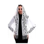ihvan online, Kadınlar için Hafif Şal, Başörtüsü Başörtüsü, Yumuşak Tül Şal, Baş Örtüsü Şapel Peçe Dantel Şal, beyaz, 60x160 cm