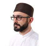 İhvan Online Kahverengi Petek Kareli Kadife Kalıp Namaz Takkesi Kahverengi 61