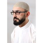ihvan online Koyu Krem Safir Dantel Detaylı Örme Namaz Takkesi