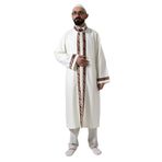 İhvan Online Krem Erkek Namaz Elbisesi Bordo Desen İşlemeli Hakim Yaka İmam Cübbesi Krem 3