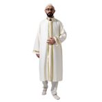 İhvan Online Krem Erkek Namaz Elbisesi Gül Desen İşlemeli Hakim Yaka İmam Cübbesi Krem 4