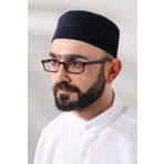 İhvan Online Lacivert Petek Kareli Kadife Kalıp Namaz Takkesi Lacivert 61
