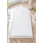 İhvan Online Lüks Ortopedik Diz Ağrıtmayan Seccade Kapitone Dolgulu Yumuşak Namazlık Hediyelik Çeyizlik - Beyaz - 66 x 115 cm