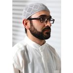 ihvan online Makine Örgüsü Dantel Detaylı Namaz Takkesi Gri