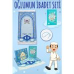 İhvan Online Oğlumun İbadet Seti Erkek Çocuk İsimli Seccade, Kuran Öğreniyorum Elifba Kitabı Seti Mavi