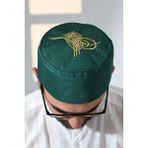 İhvan Online Osmanlı Tuğrası Nakışlı Kalıp Namaz Takkesi Yeşil - 56