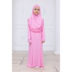 ihvan online Pratik Başörtülü Çocuk Namaz Elbisesi, Tek Parça Çocuk Namaz Kıyafeti (8-12 Yaş) Pembe