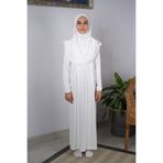 ihvan online Pratik Başörtülü Tek Parça Çocuk Namaz Elbisesi 8-12 Yaş - Krem