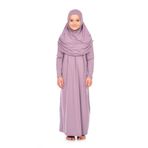 ihvan online Pratik Başörtülü Tek Parça Kız Çocuk Namaz Elbisesi 9-11 Yaş Gül Kurusu