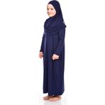 ihvan online Pratik Başörtülü Tek Parça Kız Çocuk Namaz Elbisesi 9-11 Yaş Lacivert